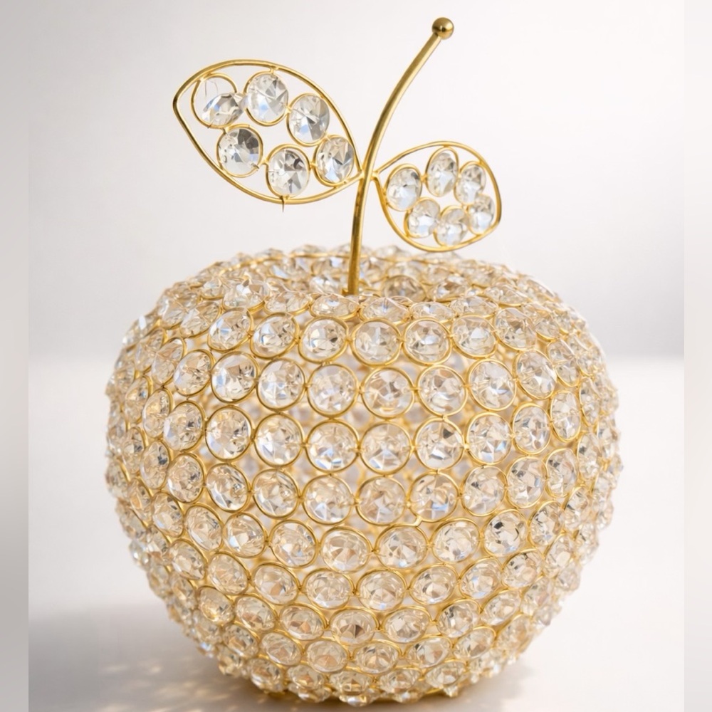 Crystal Embellished Gold Apple Decor - See video